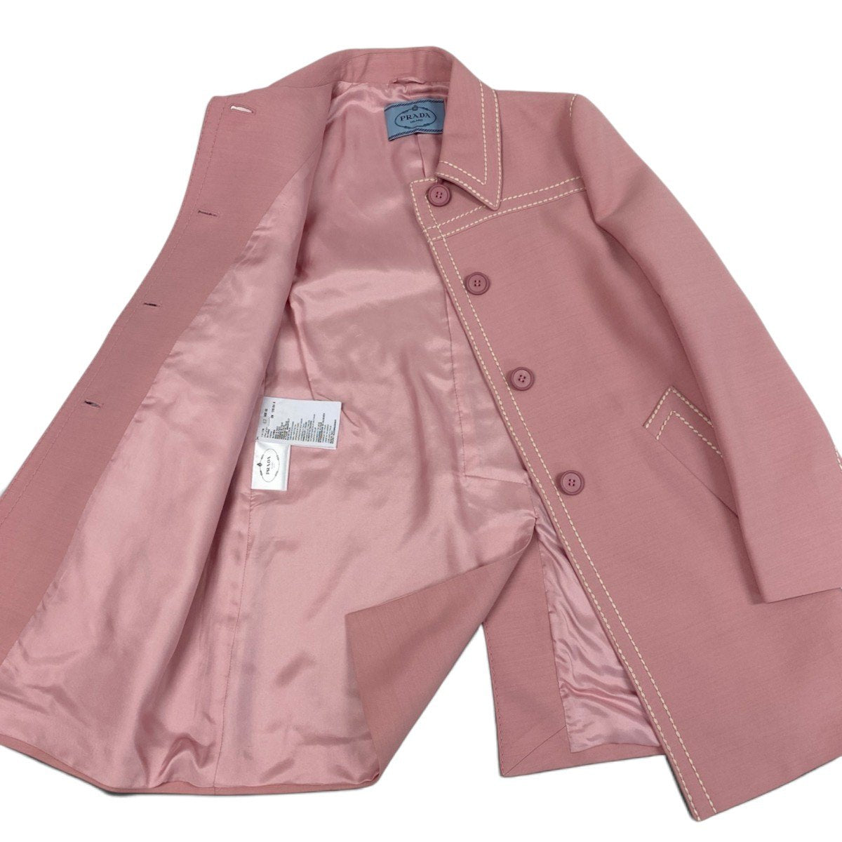 Ei4 PRADA ステッチデザイン コートジャケット 42サイズ ピンク レディース 女性用u02t