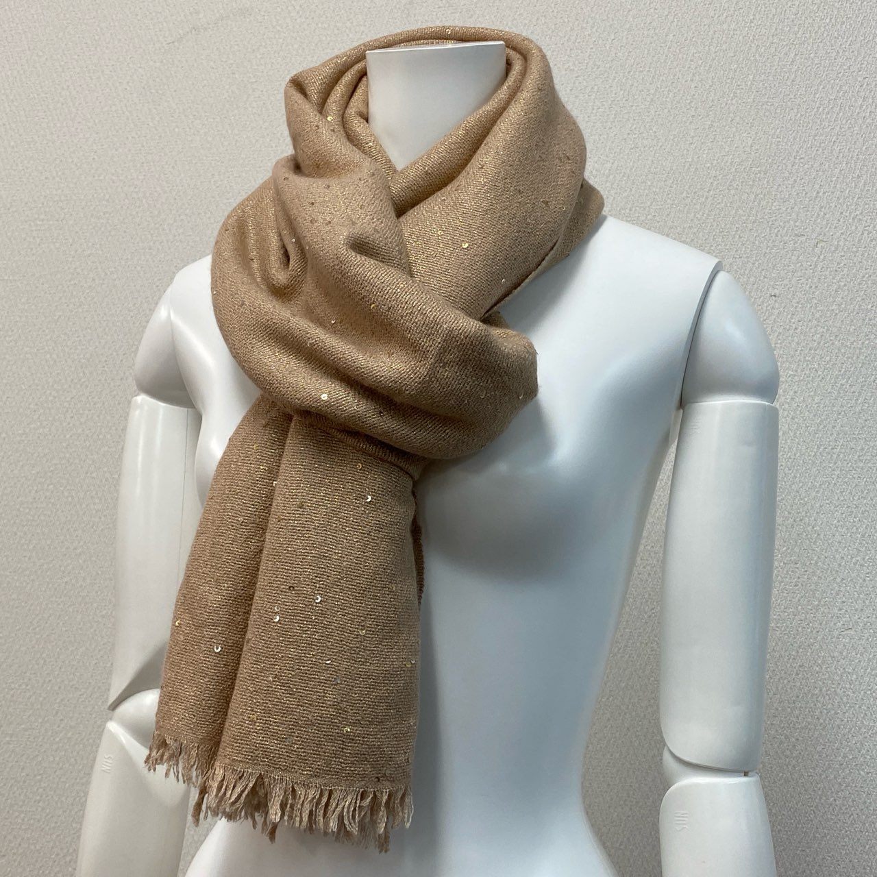 f11 【現行モデル】定価16.8万 BRUNELLO CUCINELLI ブルネロクチネリ スパンコール ラメ入り カシミヤ＆シルク ディアマンテヤーンストール ダイヤモンドシルク レディース
