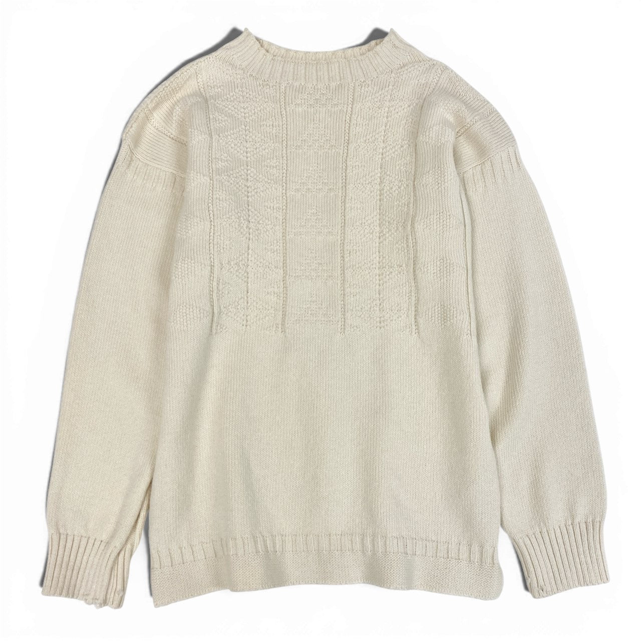 Ma28 Maison Margiela メゾンマルジェラ デストロイ アランニット フィッシャーマン セーター ニットセーター Mサイズ アイボリー メンズ 男性用o07t