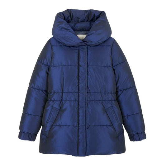 Ei4 【美品】 VALENTINO ROMA ヴァレンティノ シルク混 パファージャケット ボリュームネック サイズ40/4 ネイビー レディースk02i