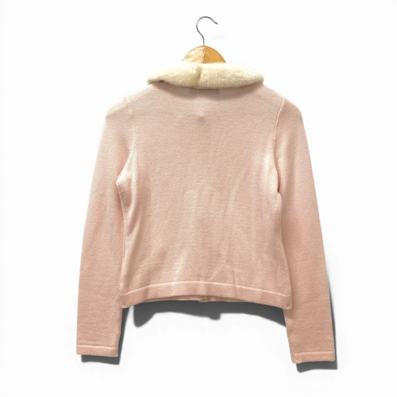 14b13 Rene ルネ ニットカーディガン ニットセーター 襟ミンクファー取り外し可 6642770 36サイズ ベビーピンク ウール100％ レディース 女性用u02t