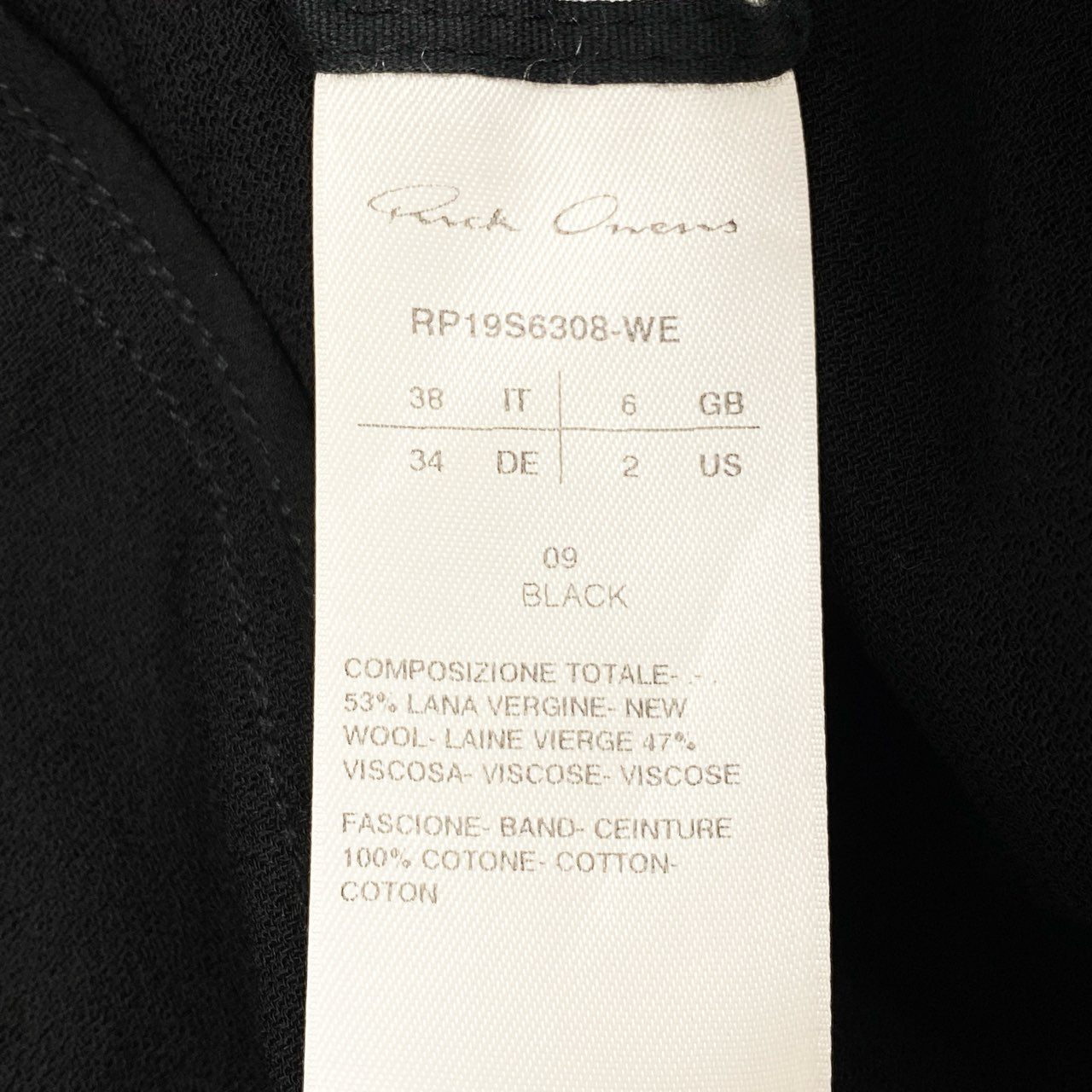 31i8 《美品》 Rick Owens リックオウエンス BABEL collection サルエルパンツ イージーパンツ RP19S6308 38 ブラック レディース 19ssu02t