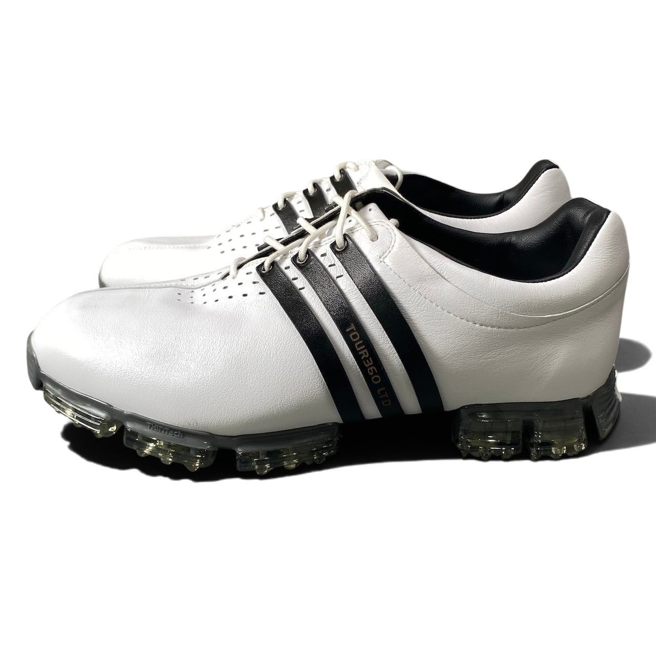 1h11 【極美品】adidas GOLF アディダス ゴルフ ゴルフシューズ TOUR360 3DFitFoam 26センチ ホワイト ブラック レザー メンズ 男性用t18r