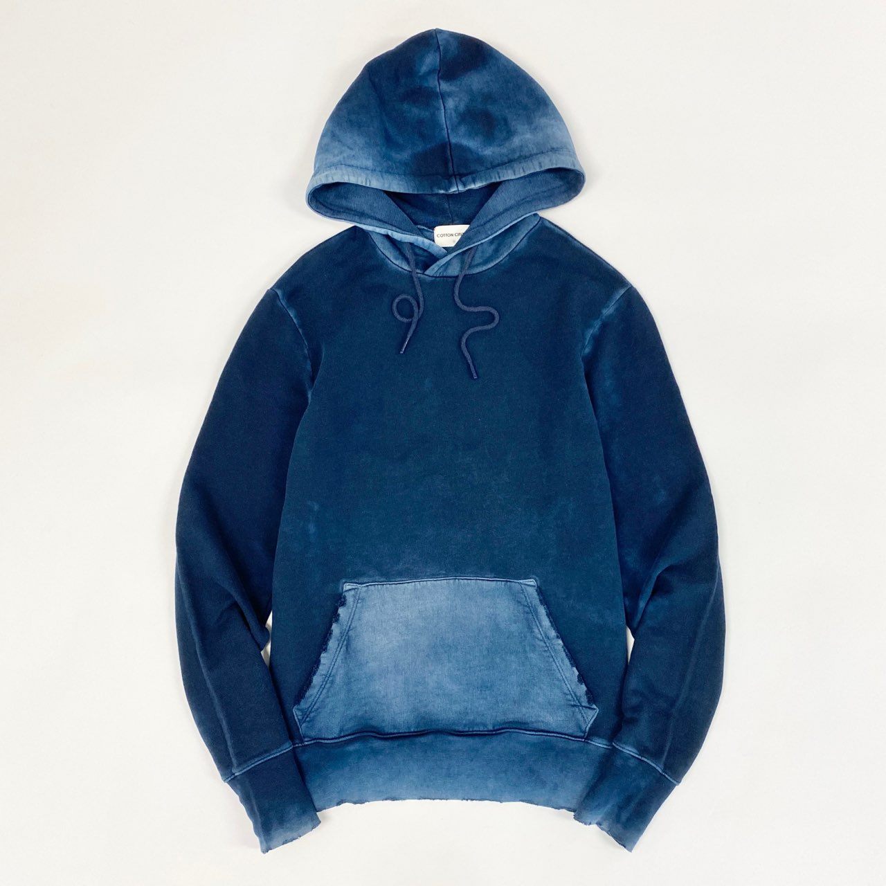 44c3 COTTON CITIZEN コットンシチズン USA製 インディゴ染め パーカー S ネイビーブルー ヴィンテージ加工 HOODIE