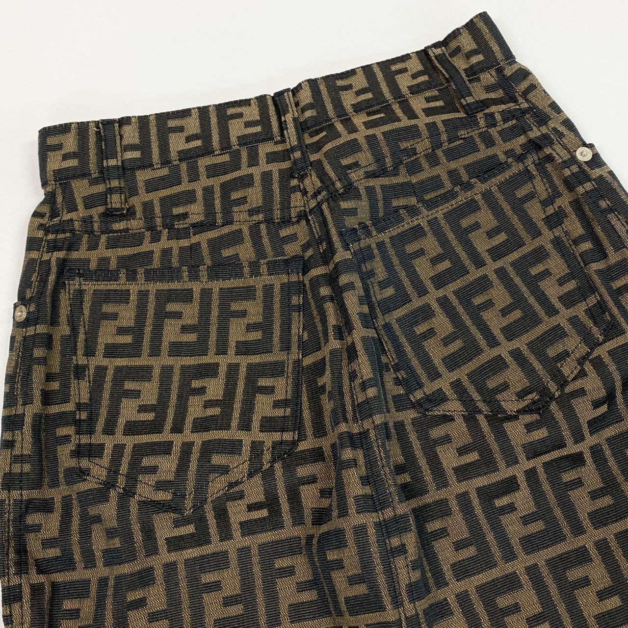 Ib7 FENDI フェンディ タイトミニスカート ズッカ柄 FFロゴ Zucca Print Mini Skirt 40サイズ ベージュ レディース 女性用ta1