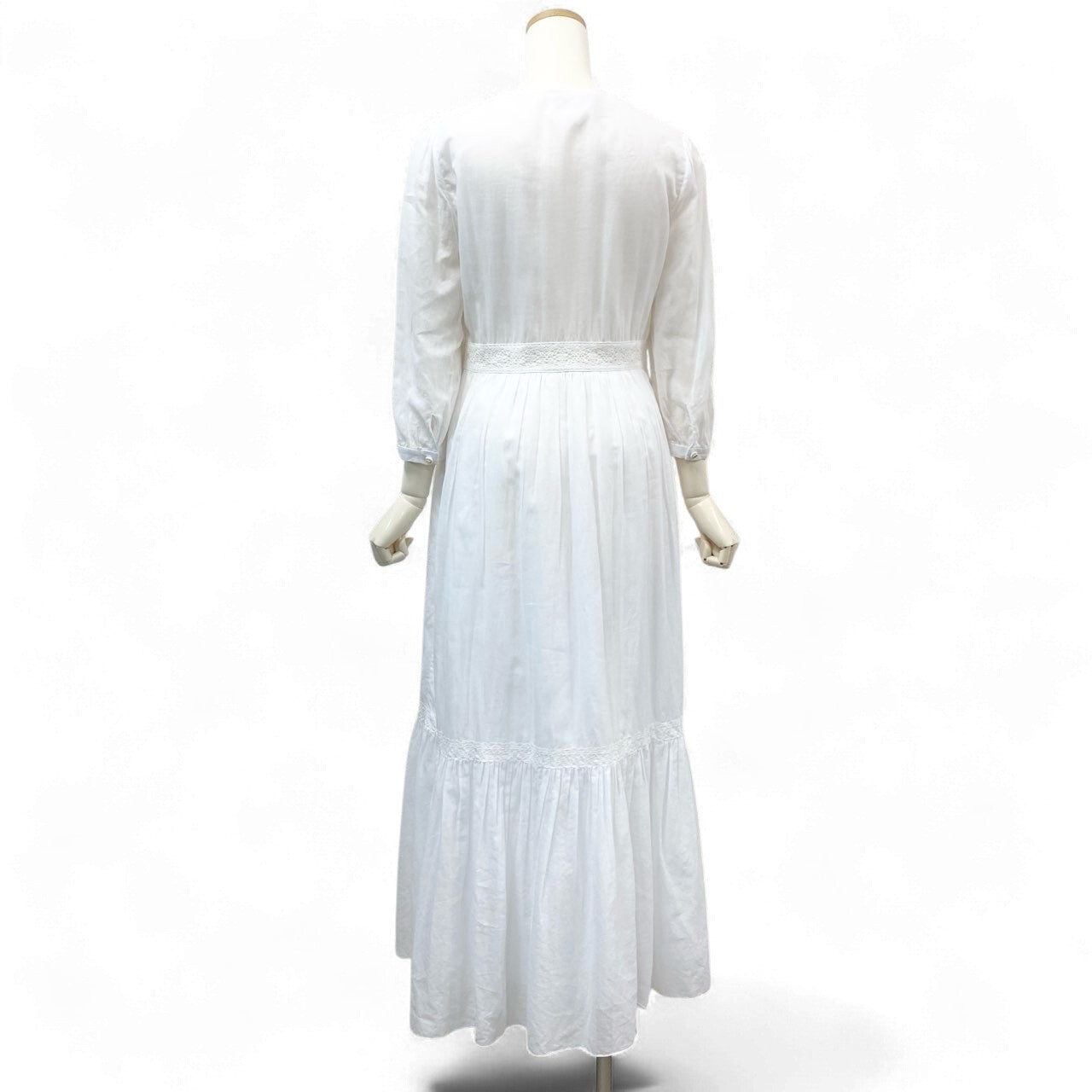 4k23 CELINE セリーヌ  コットンツイル マカダムボタン マキシドレス MAXI DRESS ワンピース サイズ36 ホワイト レディースk02i