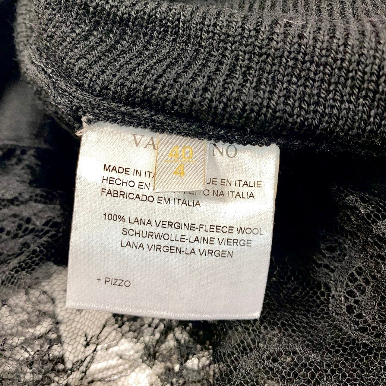 4f18 VALENTINO ヴァレンティノ ニットフリルスカート レースデザイン イタリア製 40/4サイズ ブラック ウール100％ レディース 女性用u02t