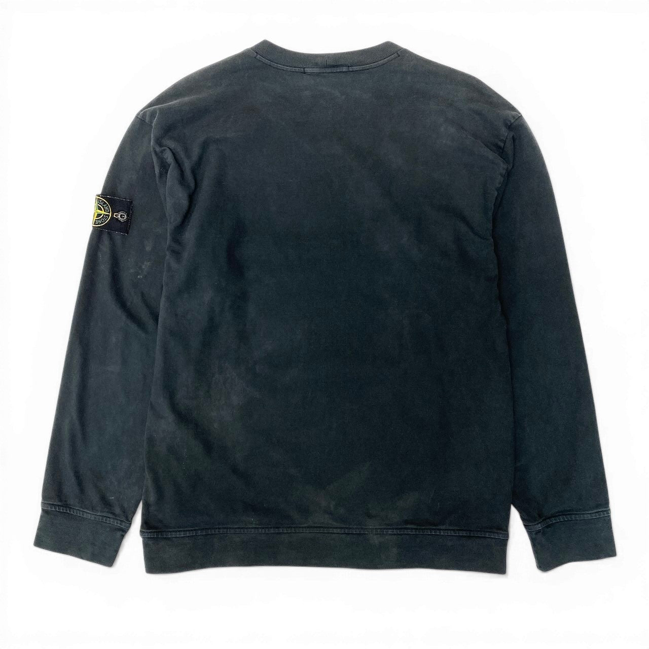 85d9 STONE ISLAND ストーンアイランド クルーネックカットソー プルオーバー トップス トレーナー 801563750 Mサイズ ブラック コットン メンズo07t