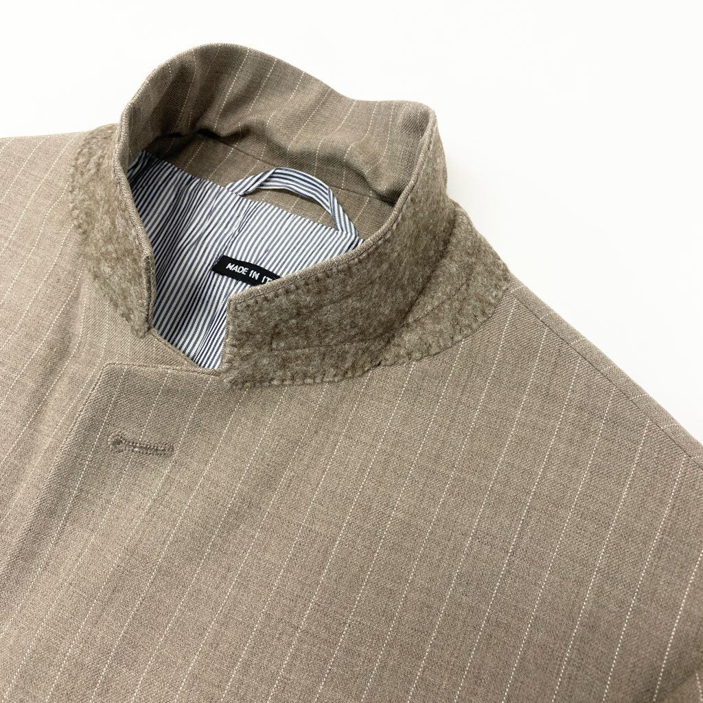 54l28 GIORGIO ARMANI ジョルジオアルマーニ スーツセットアップ テーラードジャケット スラックスパンツ ストライプ イタリア製 50サイズ ベージュ メンズ 男性用o07t