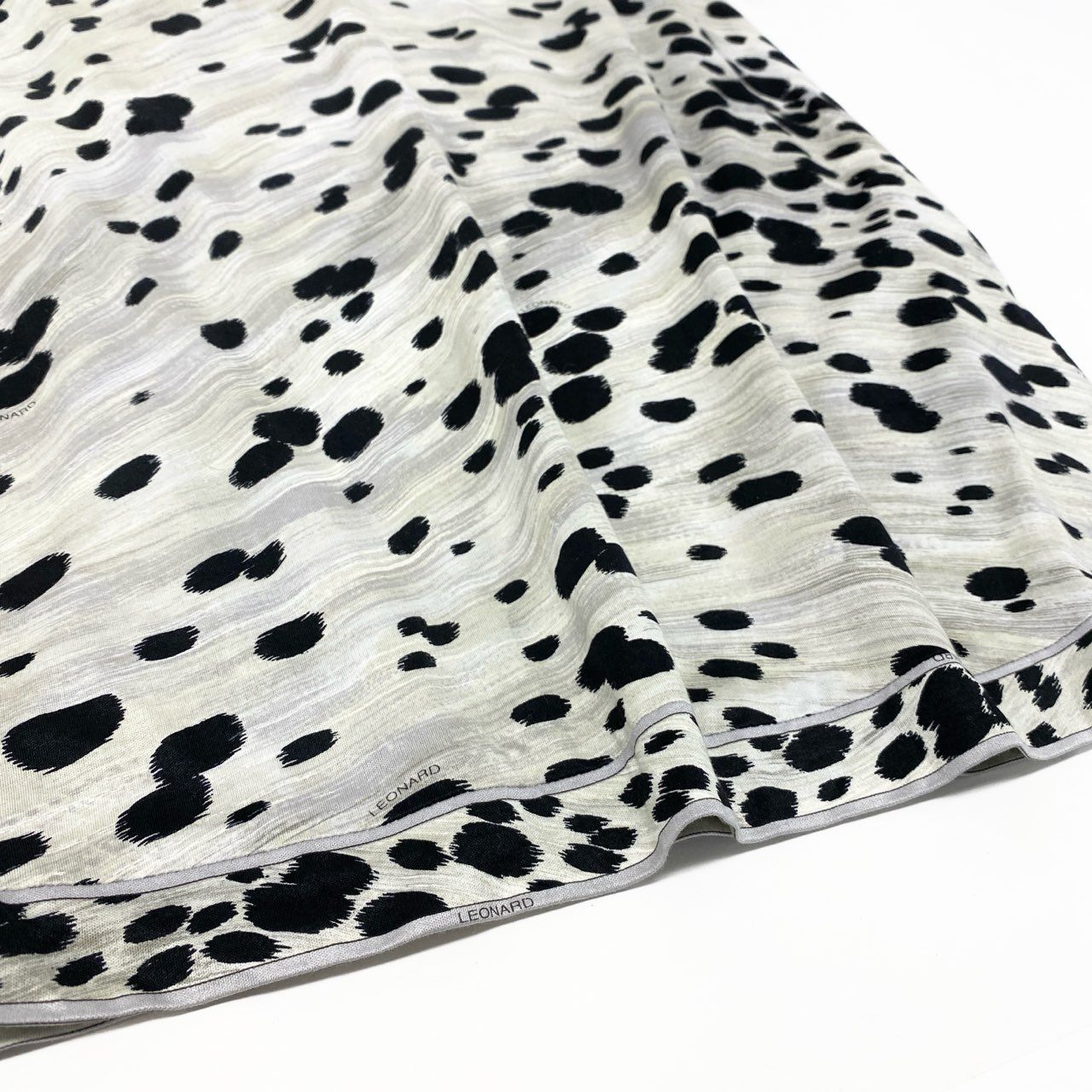 79k21 LEONARD FASHION レオナール ロングシャツワンピース 7分袖 総柄プリント レディース 女性用 L マルチカラー コットン100％u02t