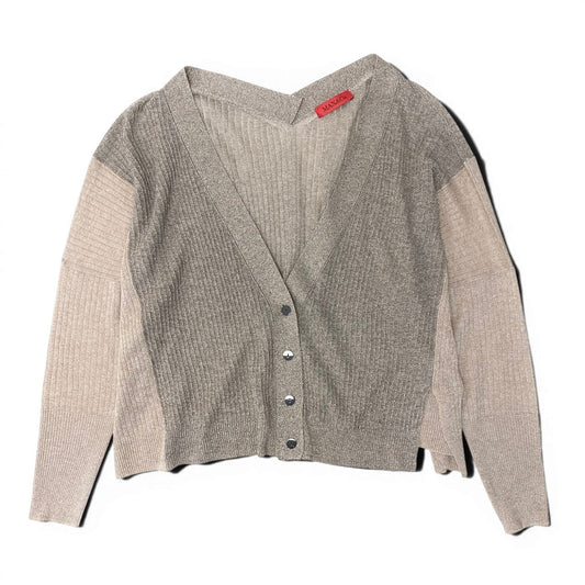 Ef8 Max&Co. マックスアンドコー ラメニット ロングスリーブカーディガン バイカラー ベージュ グレー系 レディース 女性用u02t
