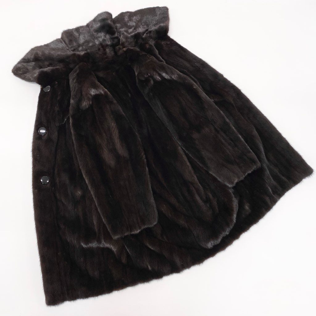 29l27 Terry's テリーズ マホガニーミンク ロングコート サイズF ダークブラウン 本毛皮 MINK FUR 毛並み◎t18r
