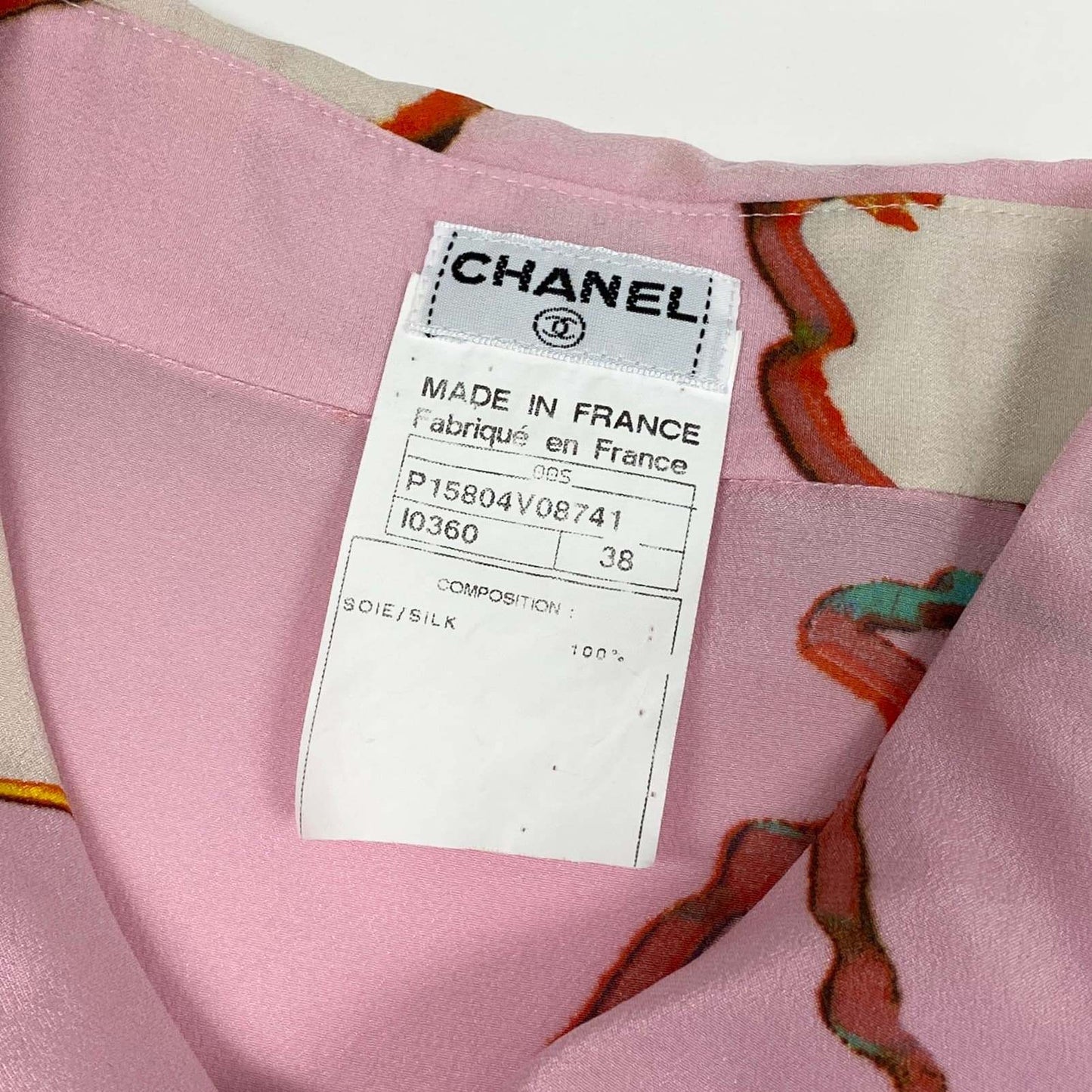 b23 CHANEL シャネル 1999年 99P ネクタイ付き ノースリーブ シルクブラウス サイズ38 ピンク シルク100％ レディース トップスta1