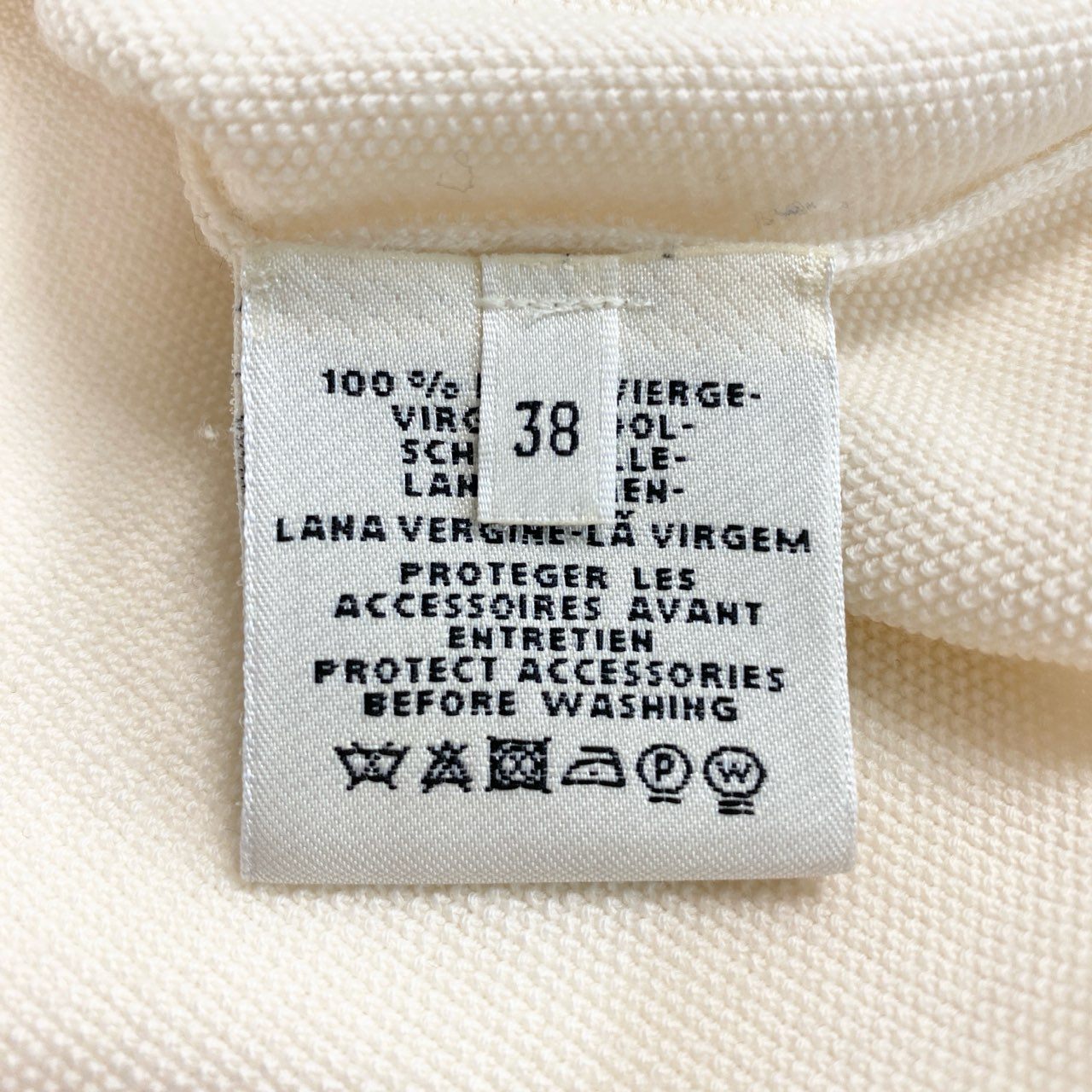 33a26 HERMES エルメス ニットセーター カーディガン トップス ロゴプレート ステッチデザイン イタリア製 38サイズ アイボリー ウール100％ レディースo07t