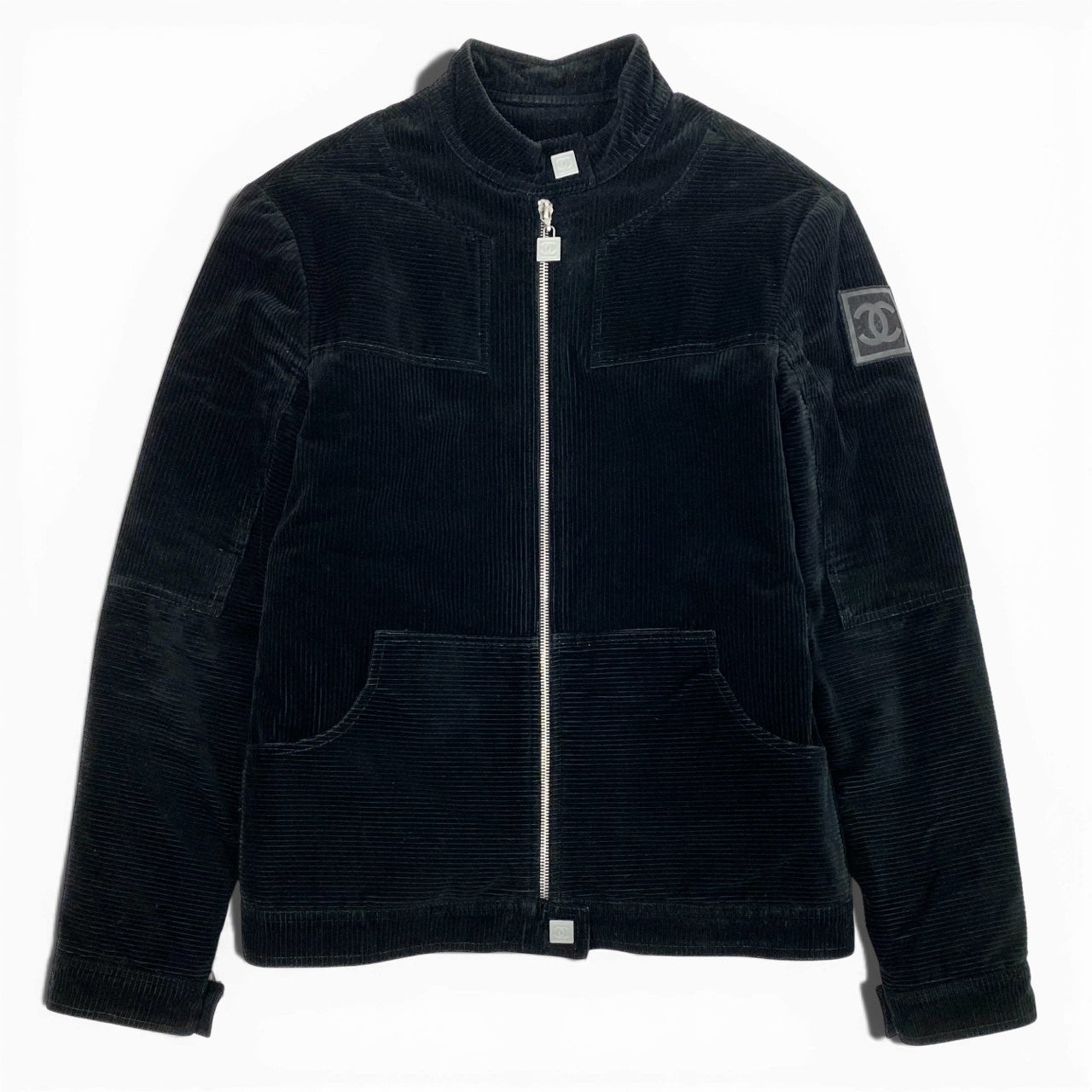 24L22 CHANEL シャネル コーデュロイブルゾン  スポーツライン 03A ココマーク ジャケット アウター P21678W03188 38サイズ ブラック コットン100％ レディースo07t