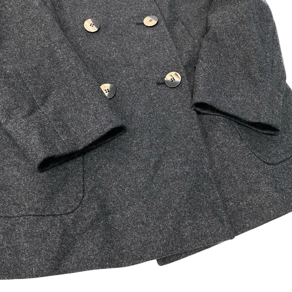 68h18 Max Mara マックスマーラ ダブルブレスト ウールジャケット ハーフコート サイズ44 ダークグレー レディースu02t