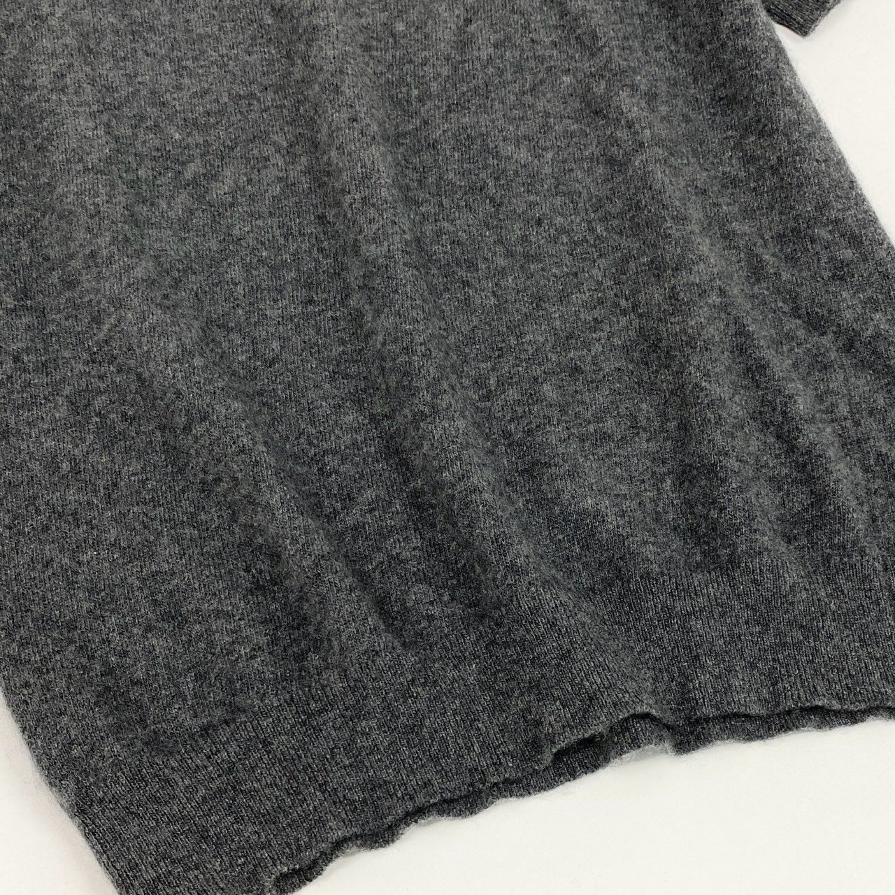 70i2 BALLANTYNE バランタイン 英国製 総カシミヤ 半袖ニット セーター トップ 38 Mサイズ グレー カシミア100 cashmere レディースo07t