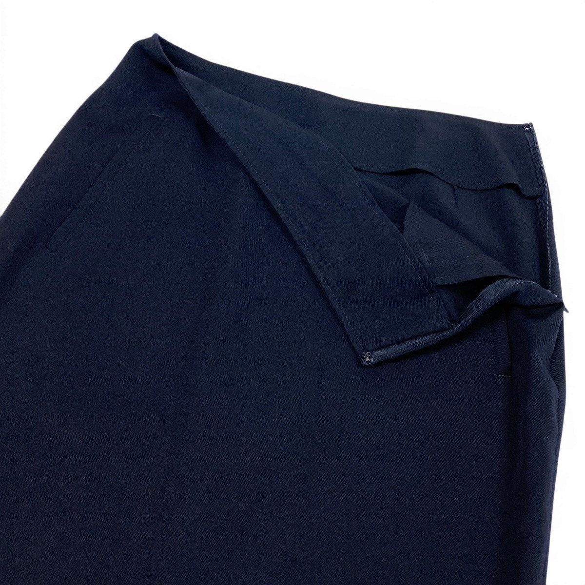 30f6 A  Yohji Yamamoto ヨウジヤマモト バックスリット ロングスカート FG-S02-100 サイズ1 ネイビー ウール100％ レディース 女性服u02t