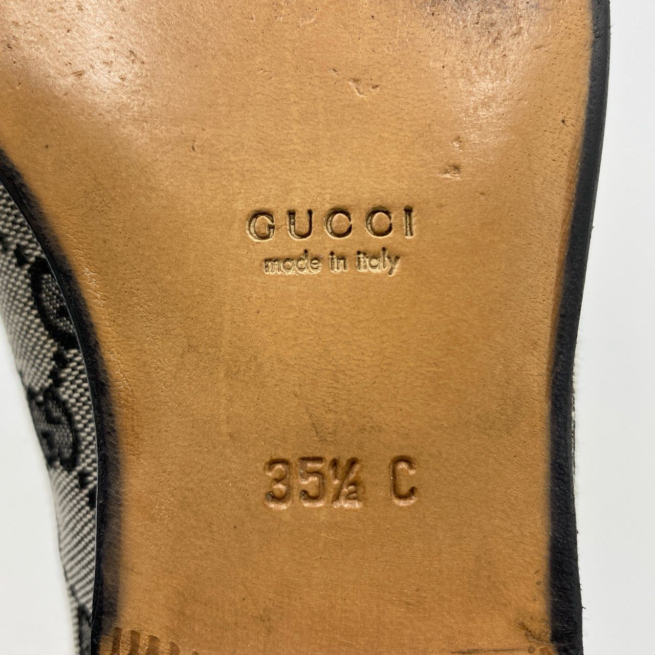 5h29 《美品》 GUCCI グッチ ホースビット GGシグネチャー ローファー 35 1/2 ブラック グレー シューズ 箱 保存袋付属t18r