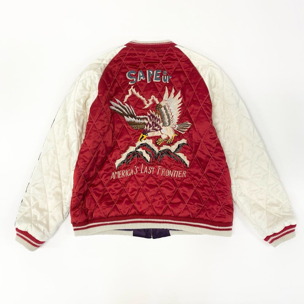 22l28 SAPEur サプール スーベニアジャケット スカジャン リバーシブル 名古屋限定 XLサイズ パープル イエロー マルチカラー メンズo07t