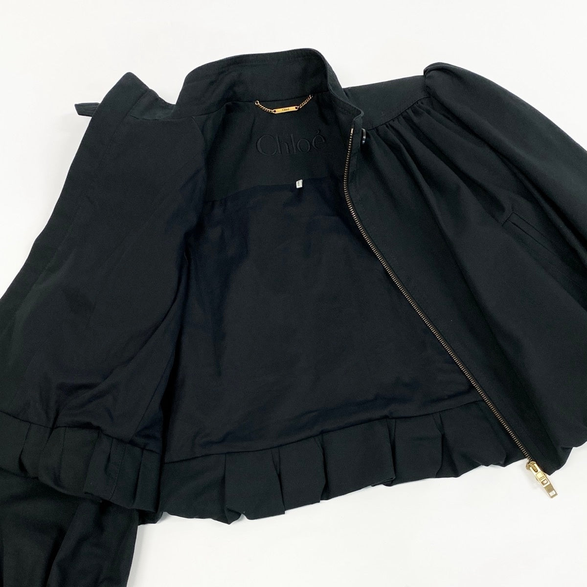 Ee25 Chloé クロエ バルーンスリーブ ブルゾン 2025 ランウェイ  サイズ34 ブラック シェミナ カマリ パフスリーブ ギャザージャケットk02i