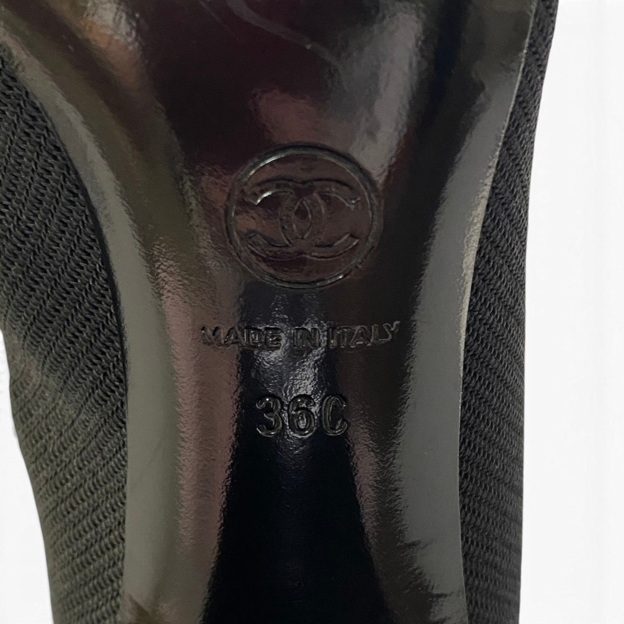 i1 CHANEL シャネル メッシュ パンプス ココマーク サイズ36 ブラック レディースk02i