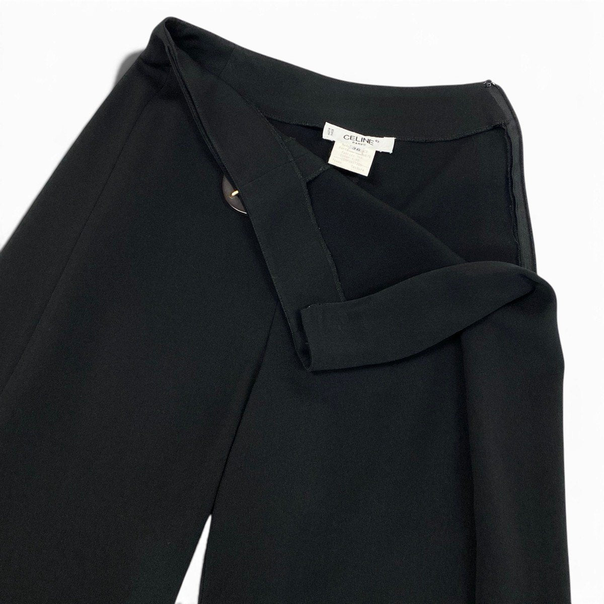 Ei3 CELINE セリーヌ フロント ロゴバックル ストレートパンツ ボトムス サイズ36 ブラック  レディースo07t