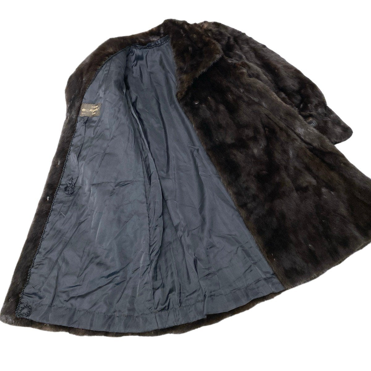 92h8 デミバフミンク ロングファーコート ハイネック サイズ13 茶系 本毛皮 Mink Fur Long Coatt18r