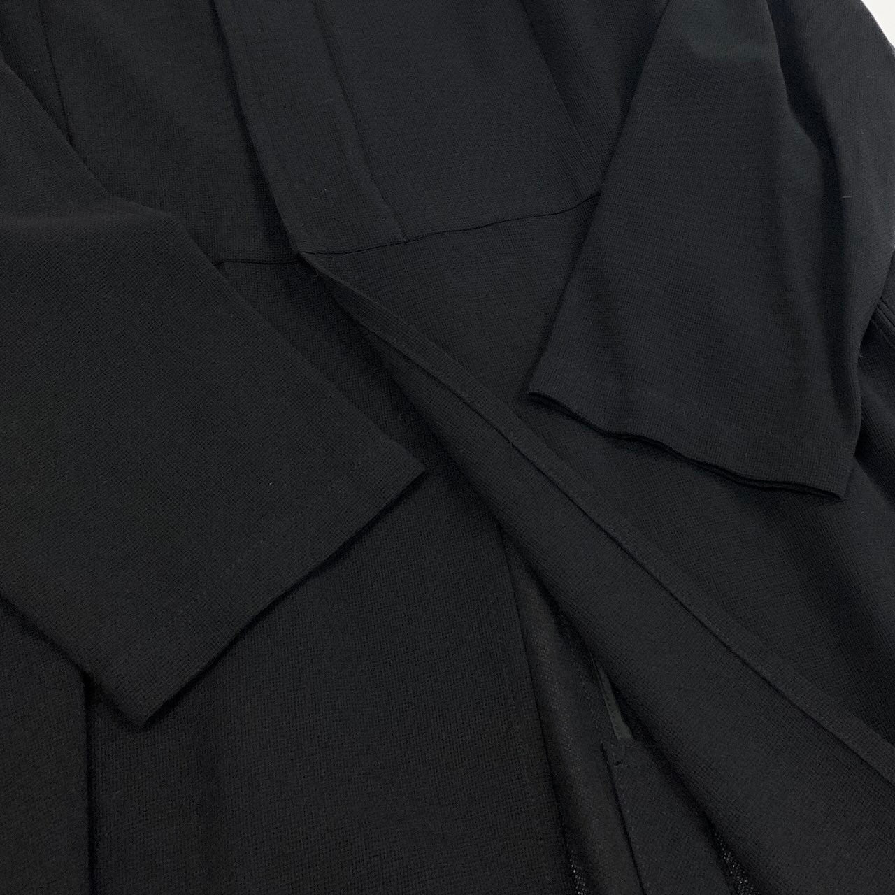 Ae7 Yohji Yamamoto ヨウジヤマモト ハーフジップ シアーロングコート ロングジャケット サイズ1 ブラック ウール100％ レディース 女性服u02t