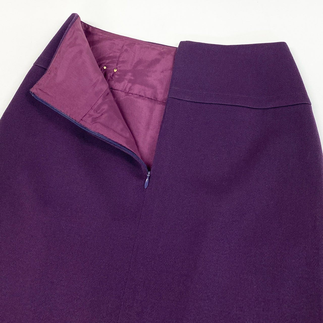 64L15 Vintage CELINE セリーヌ ヴィンテージ オールド ゴールドチェーン 台形スカート フレアスカート 38 パープル ウール レディースu02t