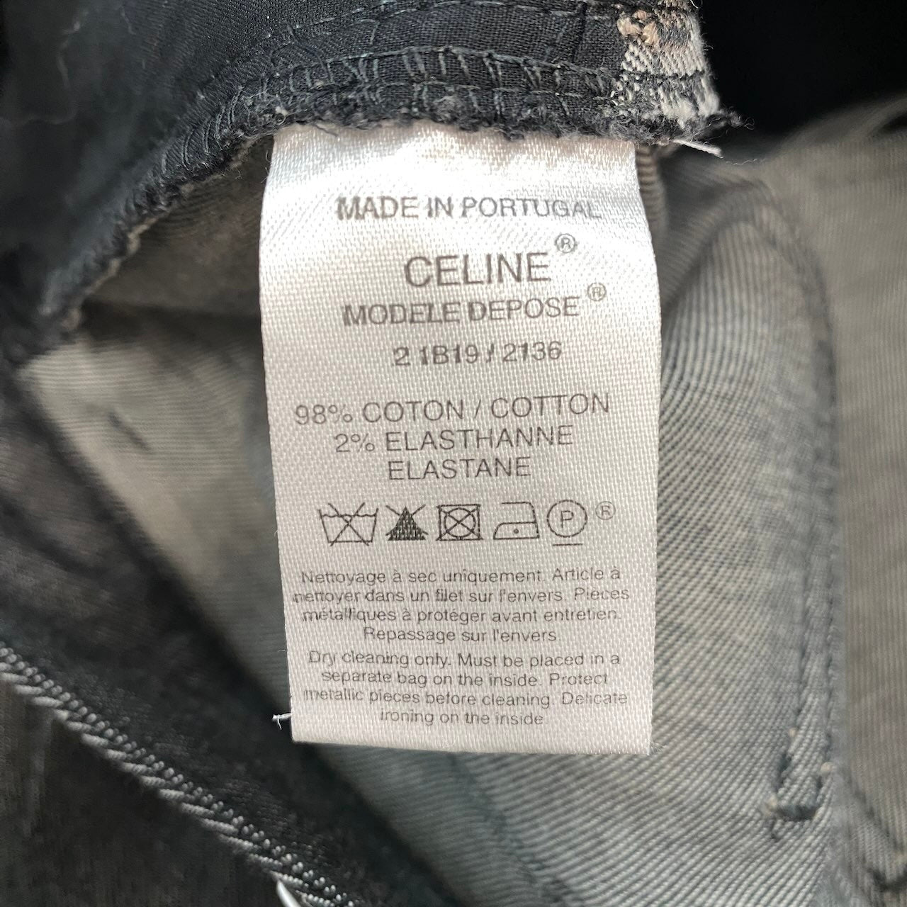 Ig6【極美品】CELINE スキニーデニム 刺繍デザイン パンツ ボトムス 36サイズ グレー系 レディース 女性用u02t