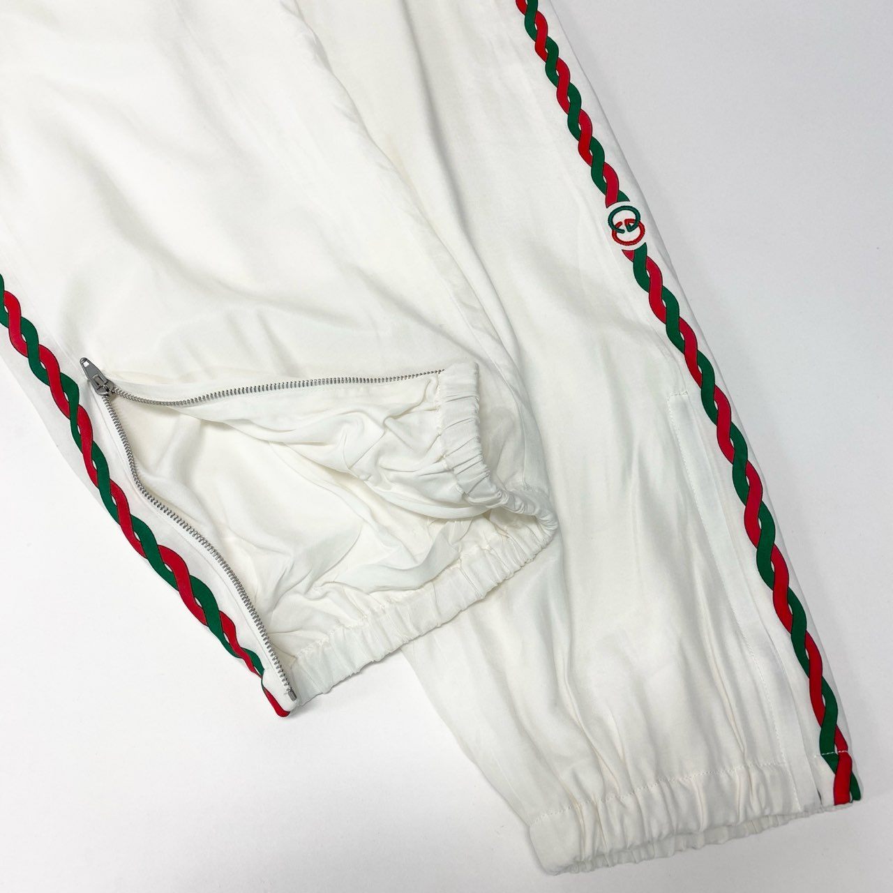 Ia29 GUCCI グッチ インターロッキングG サイドロープライン イージーショーツ サイドジップ 44サイズ ホワイト レーヨン100％ メンズ 男性用o07t