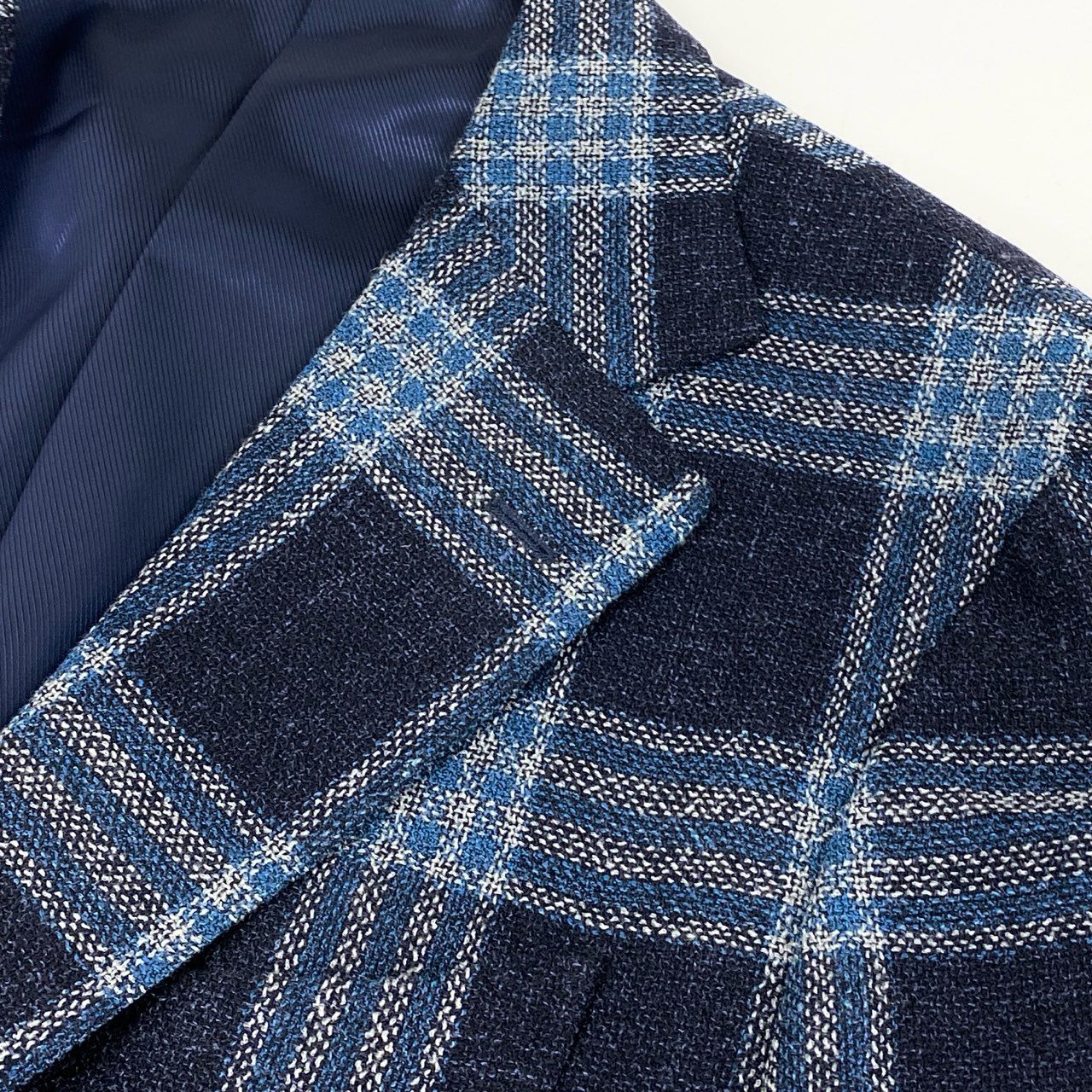 43f25 【美品】BEAMS F ビームスF CANONICO Vintage カノニコ ウールシルクリネン混紡 3B ドレスジャケット サイズL相当 ネイビー メンズ アンコン テーラードJK