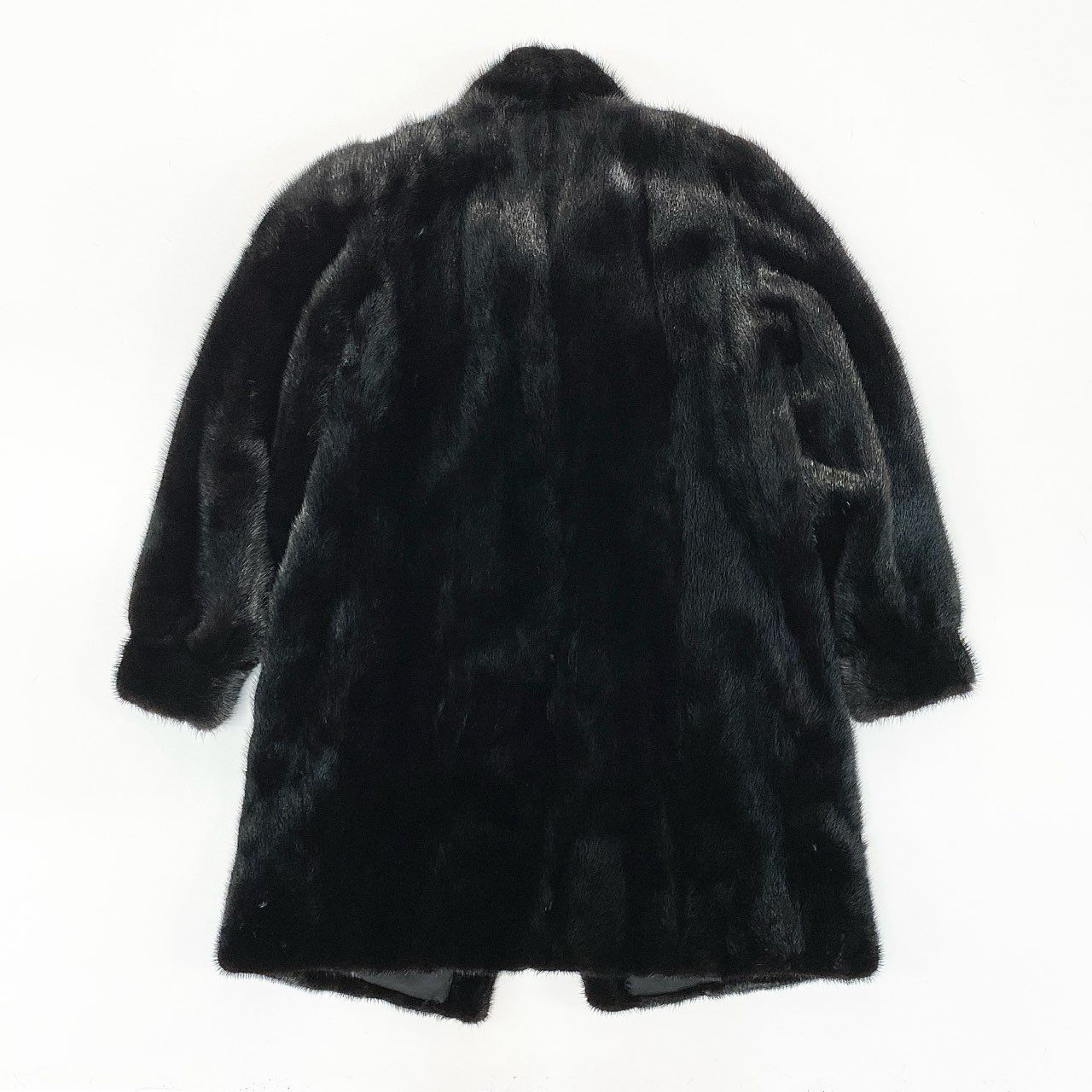 86L5 ブラックミンク ロングコート サイズ13号 Black 最高級本毛皮 MINK FUR COAT タグ付 艶◎ 毛並み◎t18r