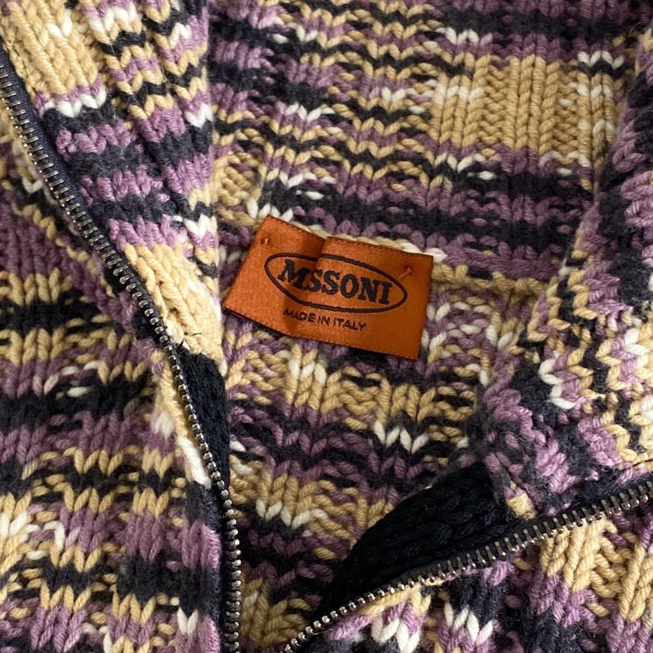 6d23 【美品】 伊製 MISSONI ミッソーニ S ミドルゲージ カシミヤニット プルオーバー パープル系 レディース