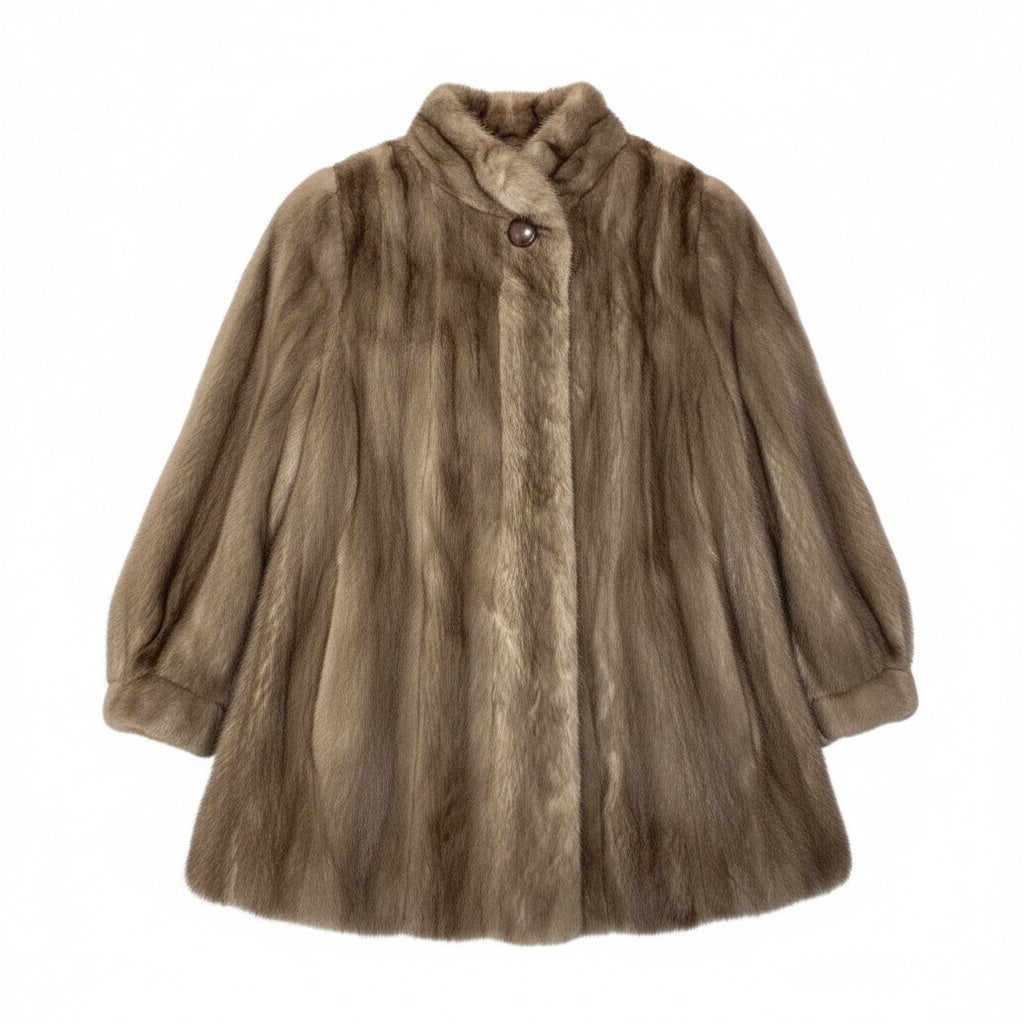 59a15 Nakamura Fur ブルーアイリス ミンクファーコート サイズF グレージュ 本毛皮 Mink Fur Coat ポケット有t18r