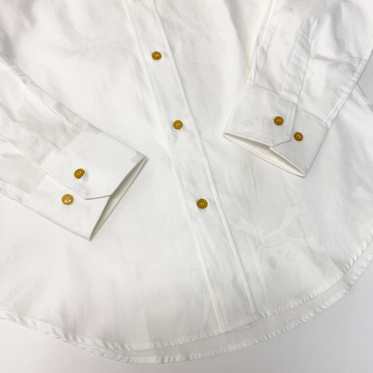 31e7 VivienneWestWood MAN ヴィヴィアンウエストウッドマン ロゴ刺繍 ドクロプリントシャツ ロングスリーブシャツ 総柄 サイズ50 ホワイト コットン100％ メンズ 紳士服u02t