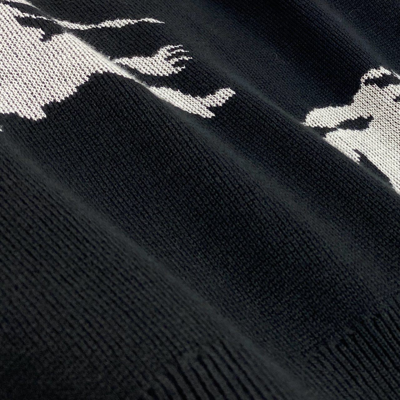 20a14 BURBERRY LONDON ENGLAND バーバリー ニットカーディガン 総柄 馬ロゴ エクエストリアンナイト コットン混 レディース 女性用 XS ブラック ホワイトo07t