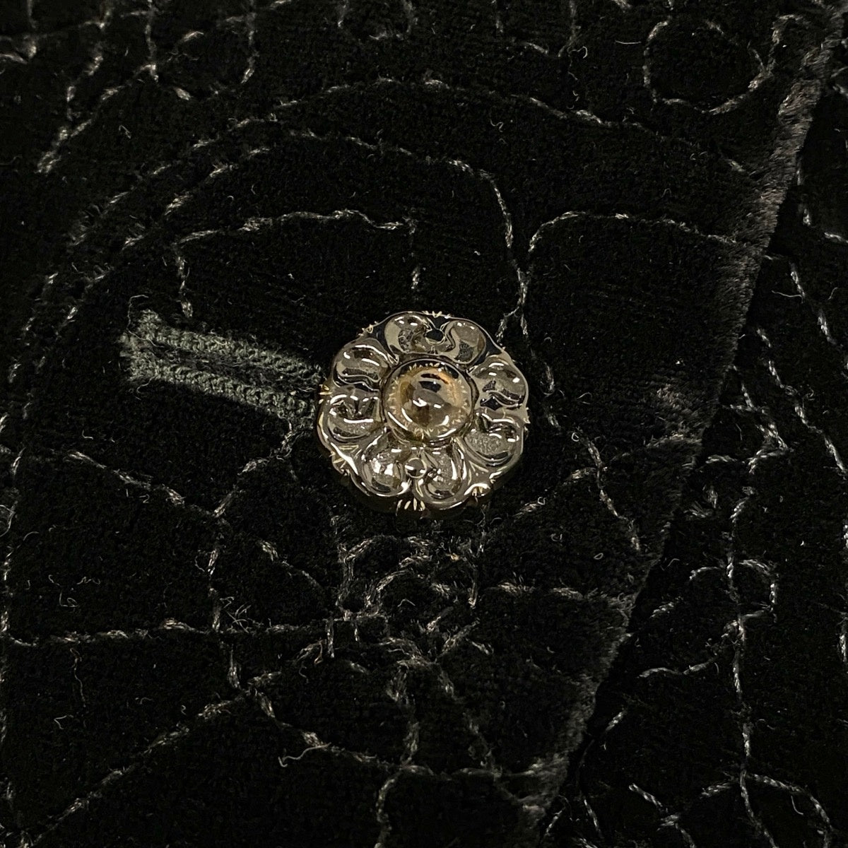 60f2 CHRISTIAN LACROIX クリスチャンラクロワ ベロアジャケット 総柄刺繍 異素材切替 フォーマル シルク混 サイズ38 ブラック レディース 女性服o07t