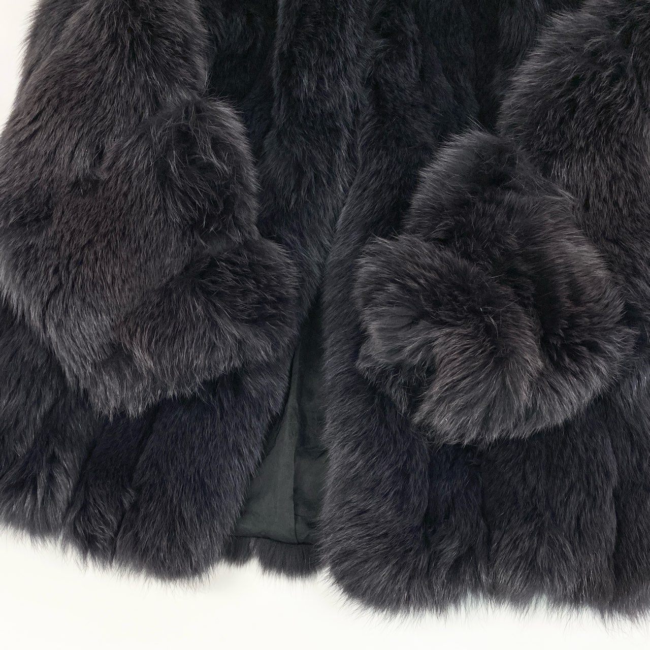 71a15 SAGA FOX サガフォックス 銀サガ 染め フォックスファーコート サイズF ブラック 最高級本毛皮 Fox Fur Black Coatt18r
