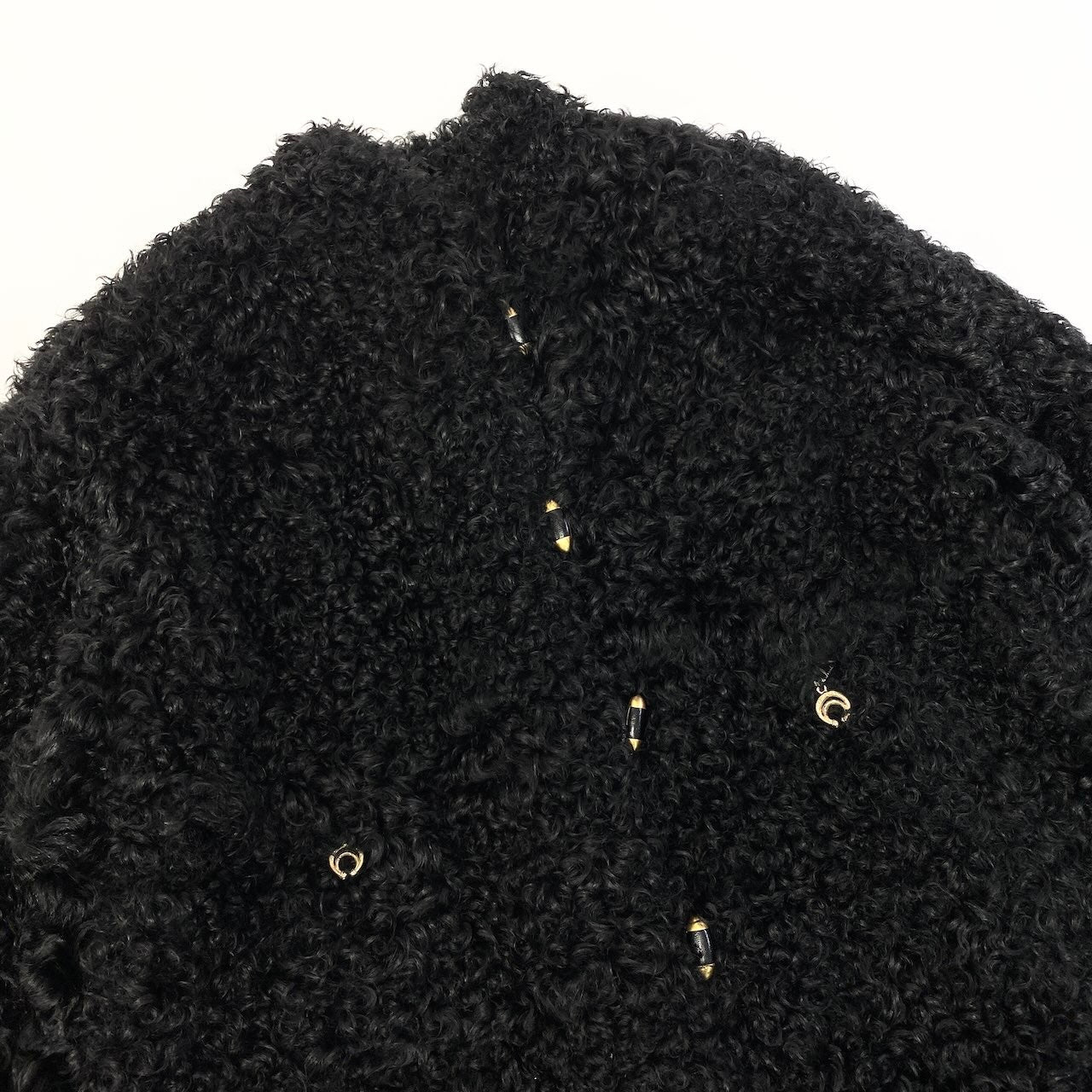 18c21 EMBA エンバ カルガンラム ロングファーコート サイズF ブラック 本毛皮 Real Fur Coat プードルファーt18r