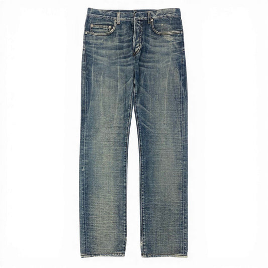 54c19 Dior ディオール デニムパンツ ジーンズ ボタンフライ ダメージ加工 30サイズ インディゴ コットン100％ メンズ 男性用o07t