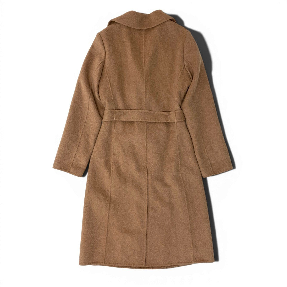 86g15 Max Mara STUDIO マックスマーラ ステュディオ ロング ガウンコート ベルト付 ウール/カシミヤ混 サイズL キャメル レディースu02t
