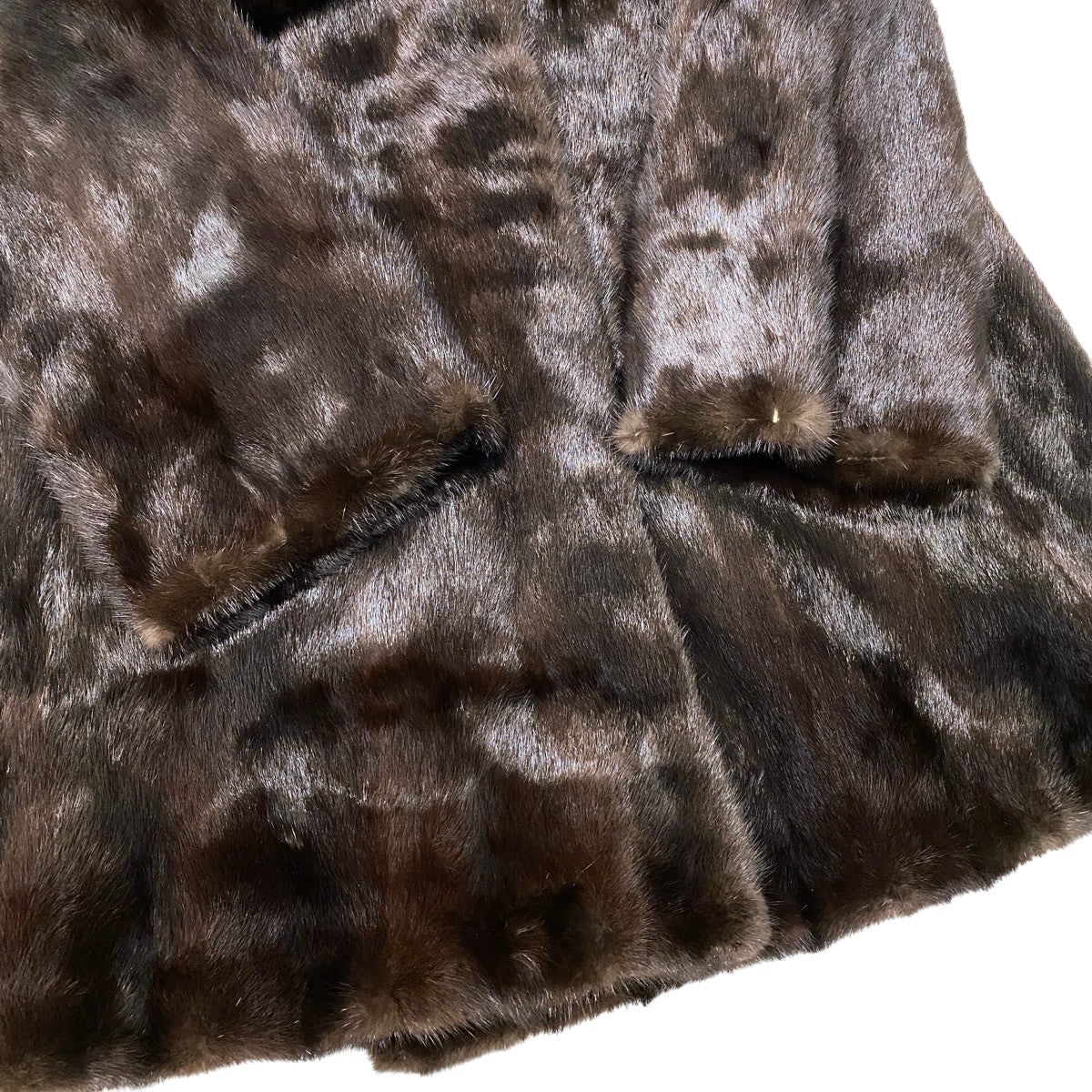 93h9 マホガニーミンク 超ロング ファーコート 丈115cm サイズ 茶系 本毛皮 Mink Fur Long Coat 毛質◎t18r