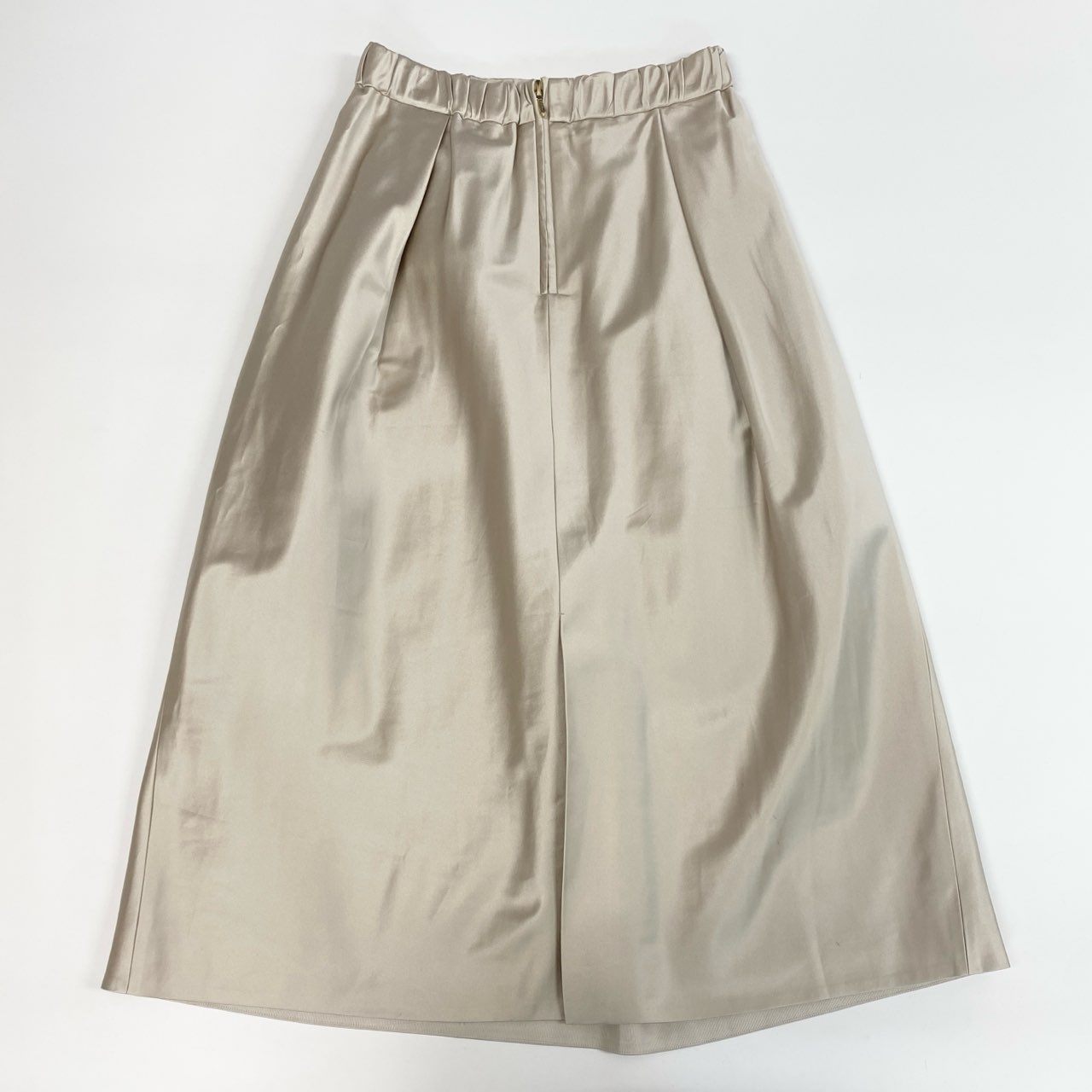 26j24 Drawer ドゥロワー シルクフロントタックスカート フレアスカート シルク 6524-299-1754 36サイズ ベージュ レディースu02t
