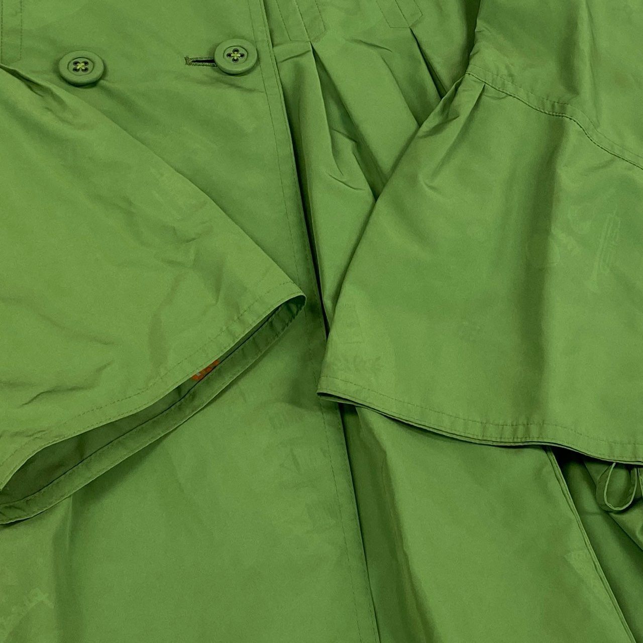 56k27 《美品》 TOKUKO 1er VOL トクコプルミエヴォル 薄手コート ジャケット 裏地総柄 Aライン 9 グリーン ポリエステル レディースu02t