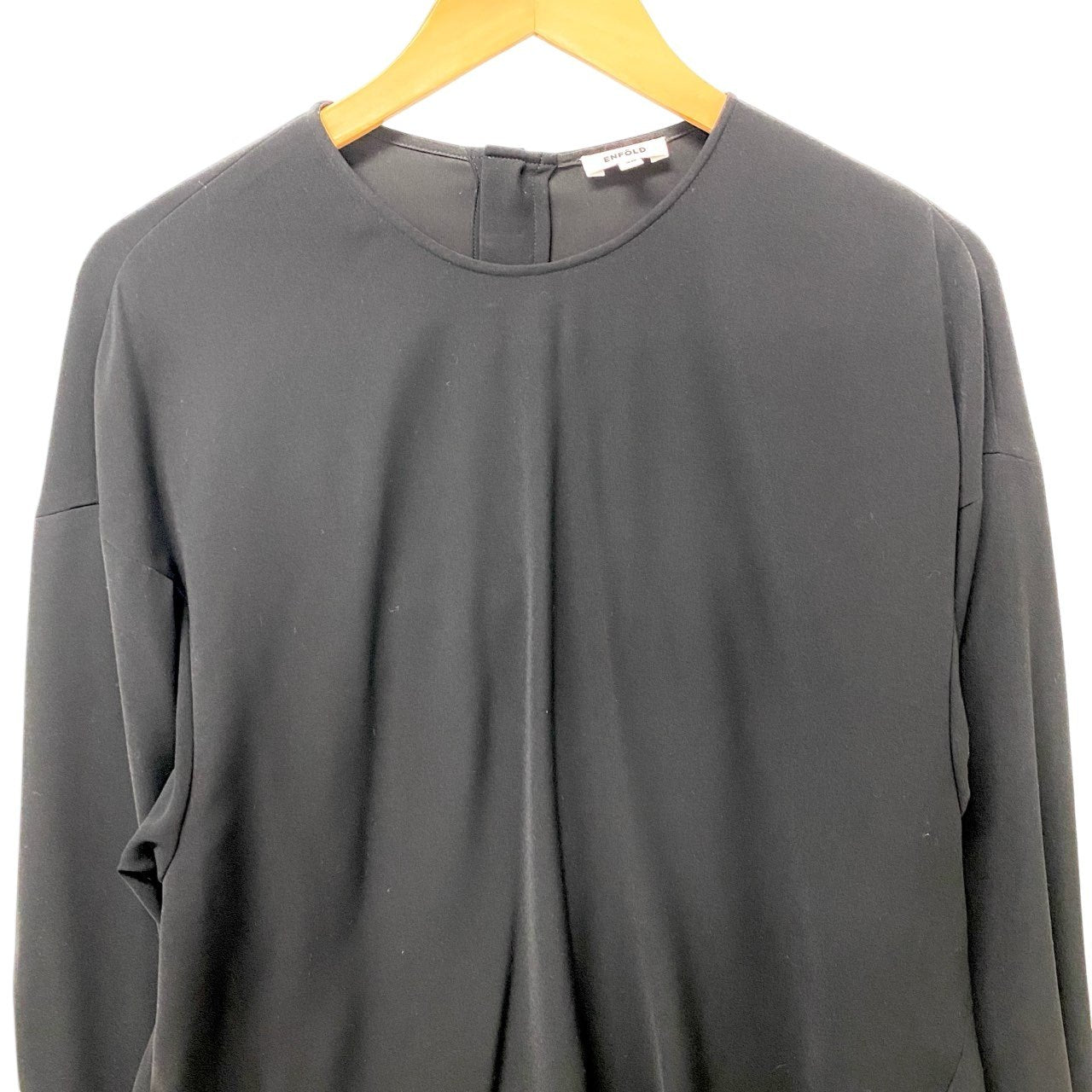 5c3 ENFOLD エンフォルド ダブルクロス バックフレアー プルオーバー オーバーサイズ 長袖 レディース 女性服 300DS330-1590 サイズ38 ブラック ポリエステル100％u02t