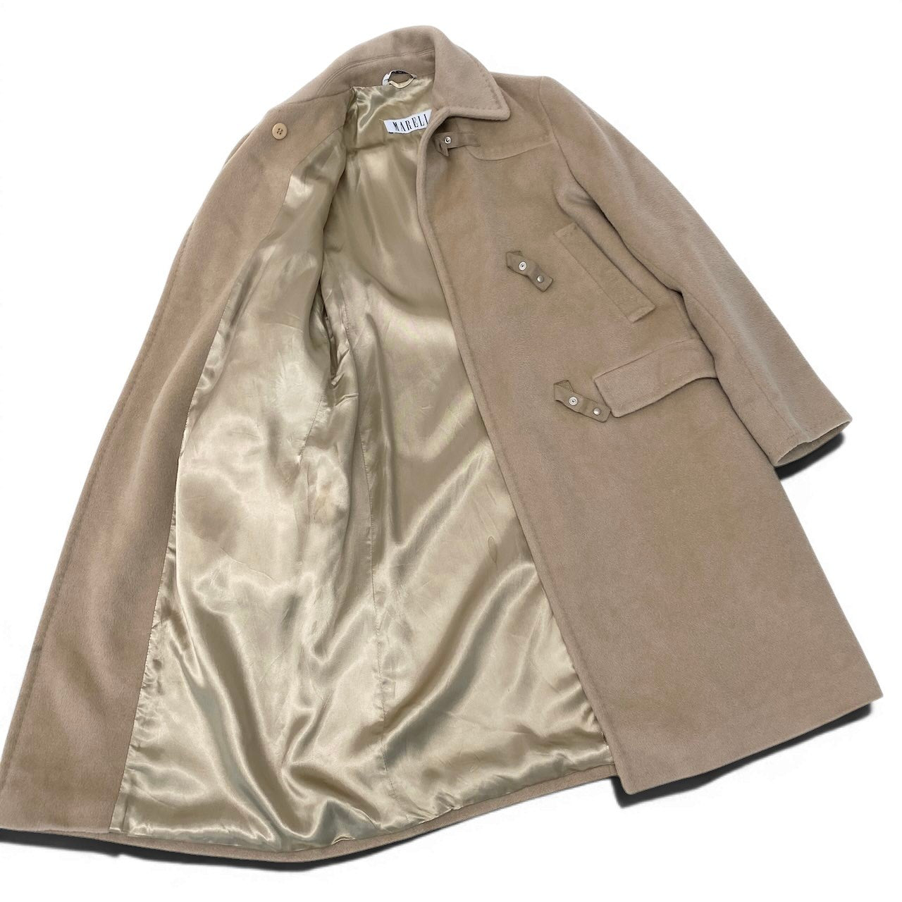 90g27 MARELLA マレーラ ダッフル風 ロングコート カシミヤブレンド サイズ42 ベージュ レディース 女性用u02t