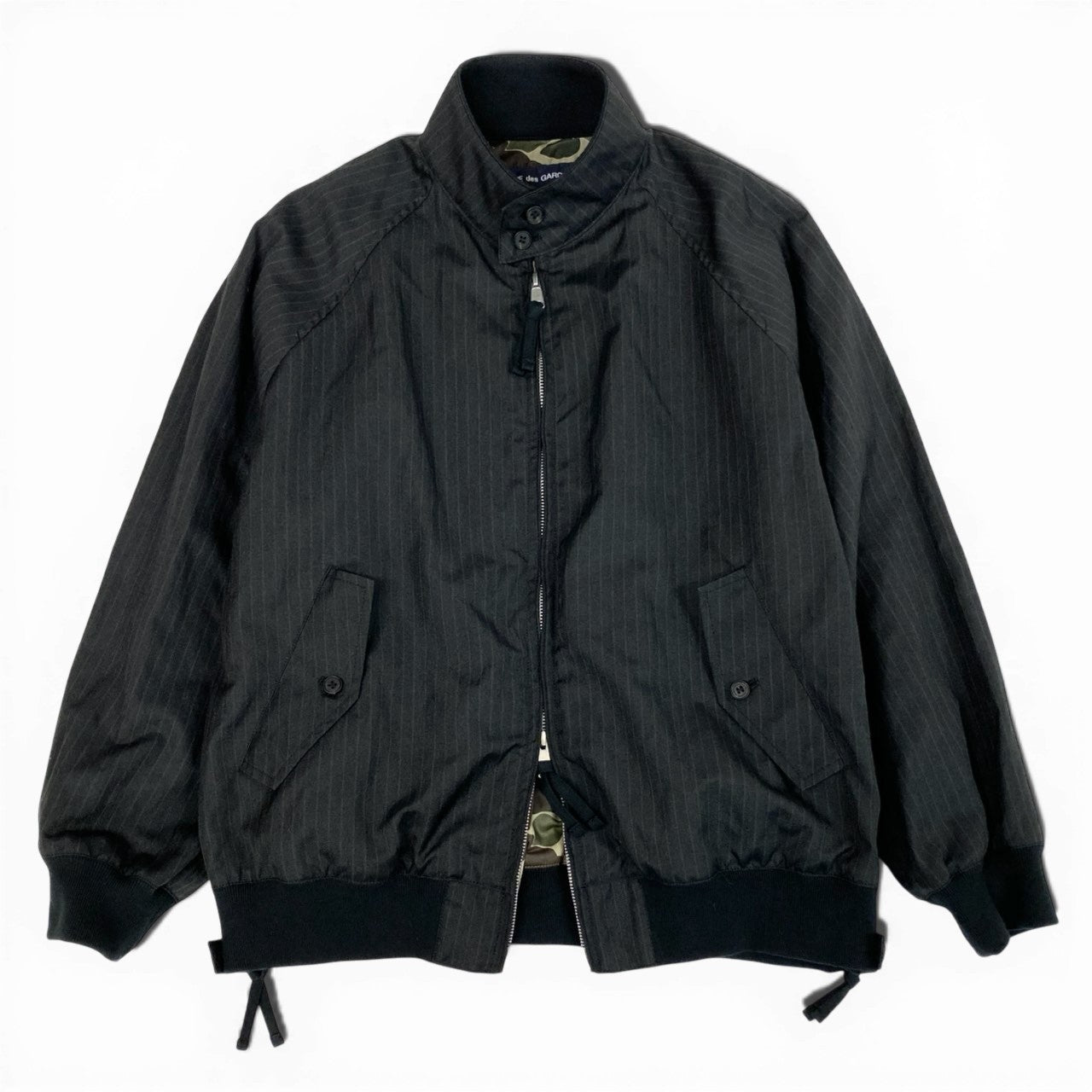 38b9 《極美品》 COMME des GARCONS HOMME コムデギャルソンオム 2022年 ヘリンボーン ストライプ スイングトップ ブルゾン HK-J006 S ブラック系 メンズk02i