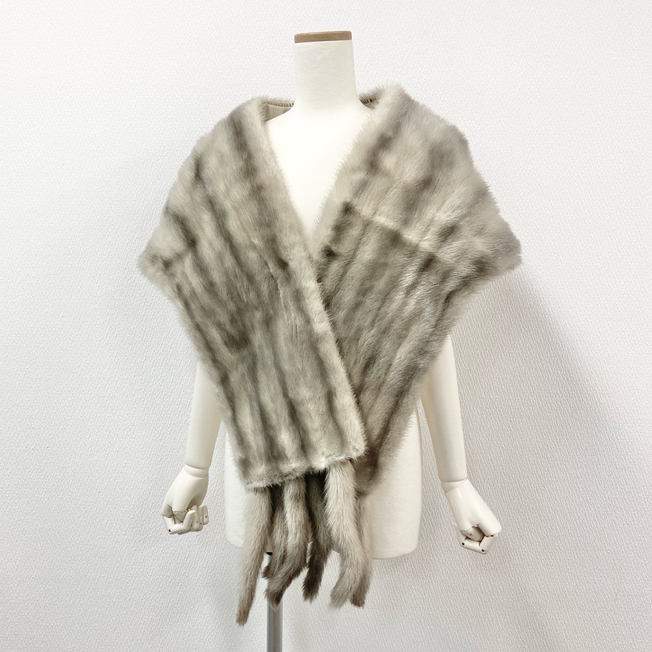 美品◆Mifucelle◆高級毛皮◆ブラック系ダークミンク◆ショールカラー◆セミロングコート◆着丈80cm◆ネーム無し◆毛質・革質GOOD◆B930 マフラー レディース フォックス ファー リアルファー 毛皮 本物 ティ